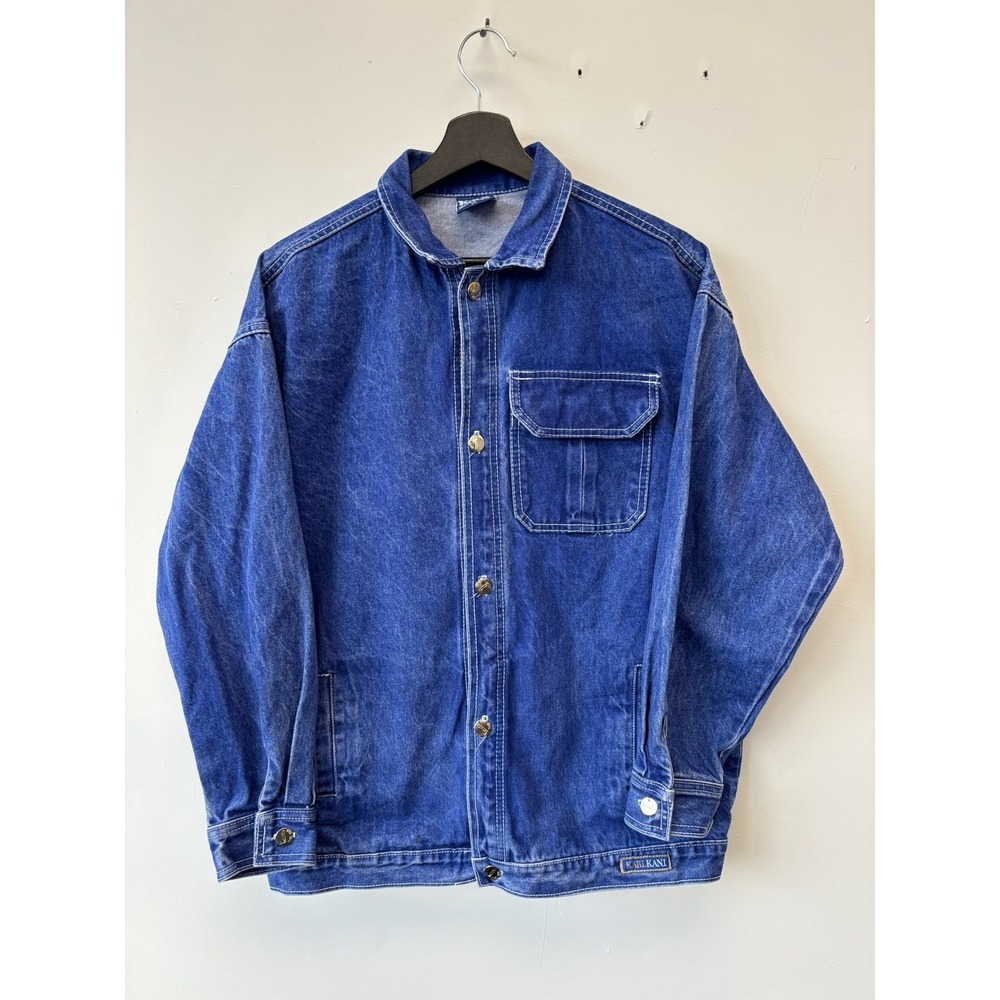 Vintage Karl Kani Denim Jacket Large Blue Button Up Hip Hop Streetwear‎ 90s Y2K
